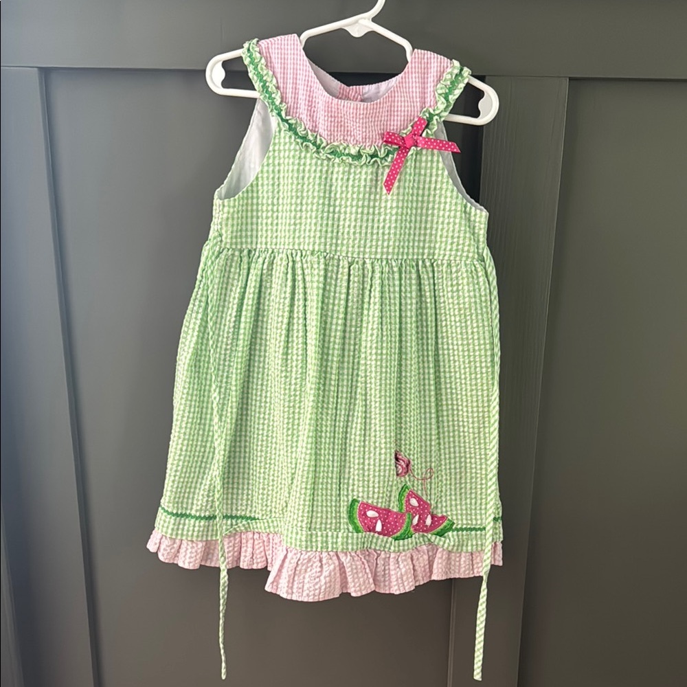 Rare Editions Pink and Green Gingham Dress